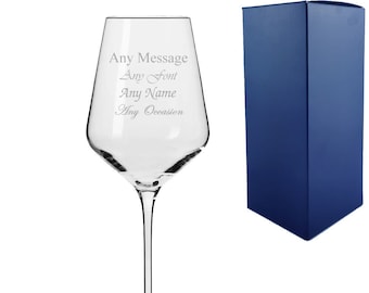 Personalised Infinity Red Wine Glass – Engraved 390ml Crystal Gift with Box for Birthday, Christmas or Wedding