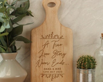 Personalised True Love Story Wooden Paddle Board - Valentines Day Gift, Wedding Gift, Anniversary Gift