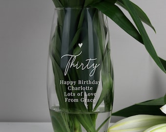 Personalised Big Age Design Bullet Vase - Perfect Gift for Anniversary, Birthday 30th, 40th, 50th, 60th, 70th, 80th, Couples, Wedding