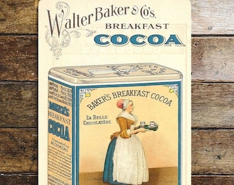 Walter Baker & Co Śniadanie Kakao Metalowy Reklamowy Znak Ścienny - Vintage Znak Ścienny | Retro Znak | Sztuka Ścienna
