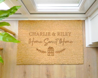 Personalised Home Sweet Home Rectangle Indoor Doormat - Housewarming Gift | Wedding Gift | Personalized Door Mat | Custom Door Mat