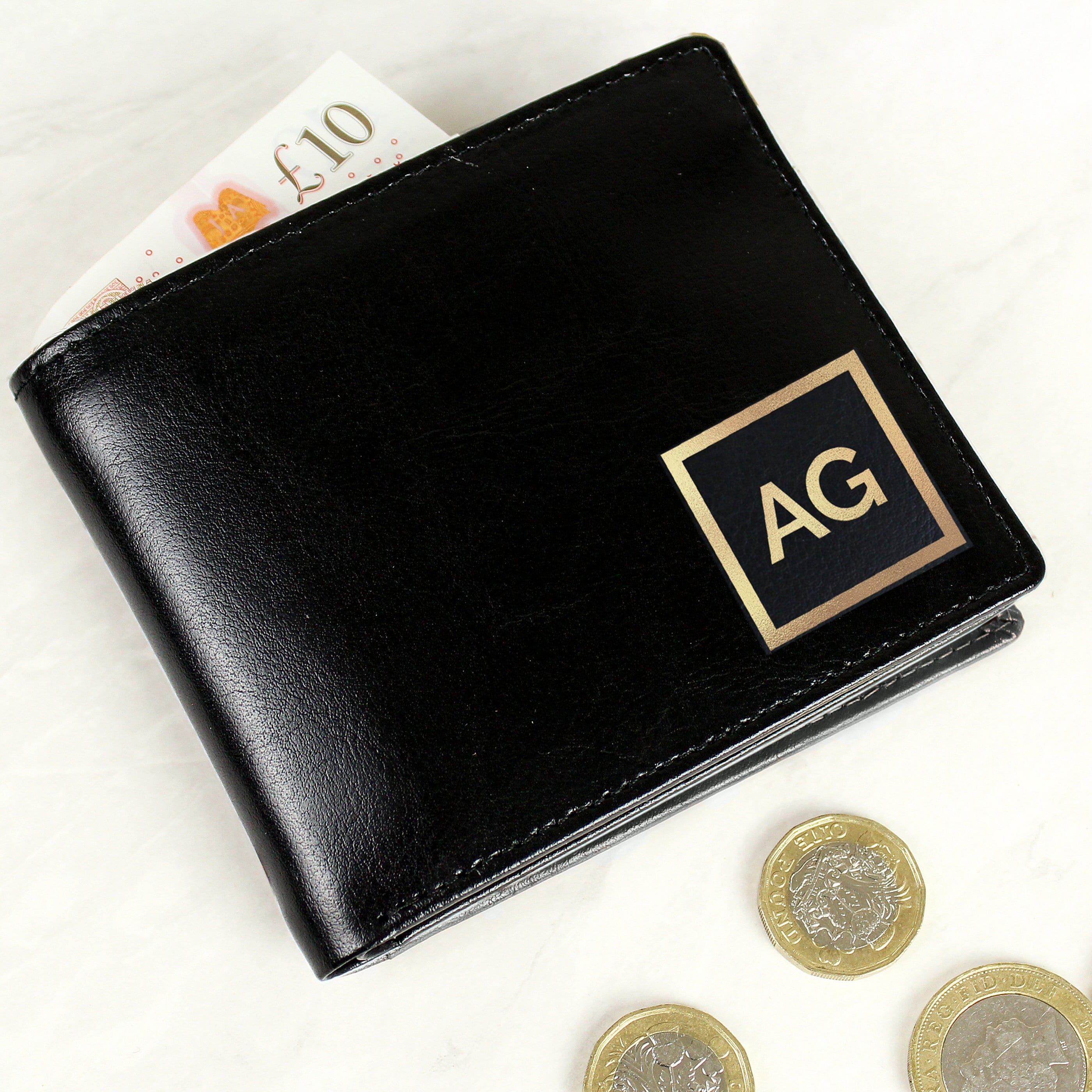 Personalised Gold Initials Leather Wallet  Father's Day Gift | Husband Gift | Dad Gift | Boyfriend Gift | Gift for Him | Personalized Wallet