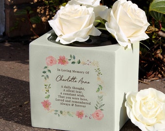 Vase floral personnalisé commémoratif, en souvenir d'amour, cadeau vase de fleurs commémoratifs, cadeau cimetière, cadeau du souvenir