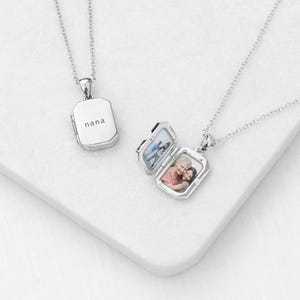 Personalised Rectangular Photo Locket - Engraved Locket, Gift for Her, Mothers Day Gift