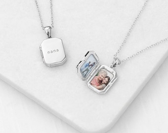 Personalised Rectangular Photo Locket - Engraved Locket, Gift for Her, Mothers Day Gift
