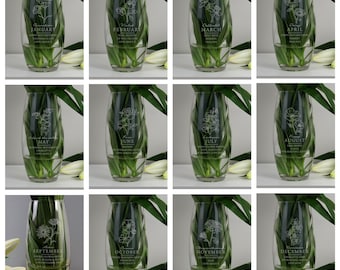 Personalised Birth Month Flower Bullet Vase - Mother's Day, Birthday Gift