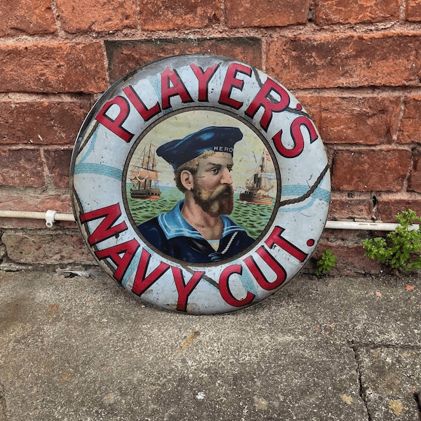 Player navy Cut Circle Metal Street Sign Wall Sign - Vintage Wall Sign | Retro Sign | Wall Art