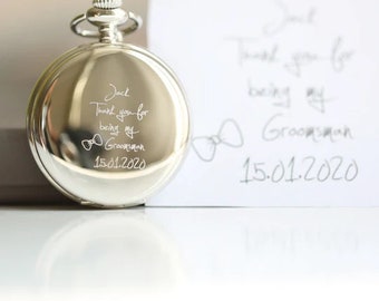 Personalisierte Taschenuhr Skelett Design eigene Handschrift Dual Öffnung Taschenuhr - Geschenk für Ihn, Vatertagsgeschenk, gravierte Taschenuhr