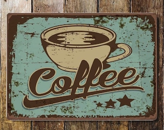 Coffee Metal Vintage Wall Sign- Vintage Wall Sign | Retro Sign | Wall Art | Cafe Sign