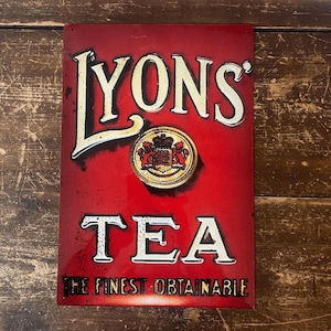 Lyons Tea: el mejor letrero publicitario de metal disponible - Letrero de pared vintage / Letrero retro / Arte mural