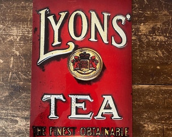 Lyons Tea The Finest Obtainable Metal Advertising Wall Sign - Vintage Wall Sign | Retro Sign | Wall Art