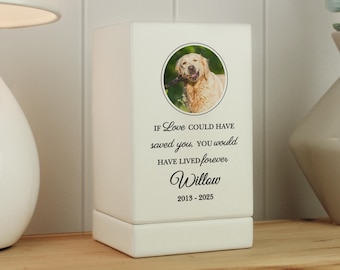 Personalised Pet Photo Upload Small Wooden Urn - Dog Memorial Urn, Cat Memorial Urn, Pet Cremation Urn, Pet Ashes Box