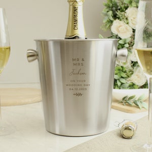 Personalised Free Text Design Stainless Steel Ice Bucket - Ideal Anniversary or Wedding Gift