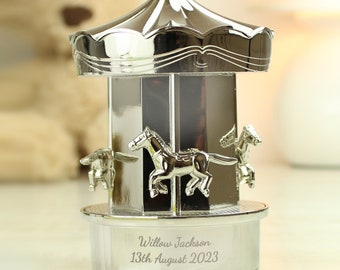 Personalised Carousel Money Box - Christening Gift, Baptism Gift, Newborn Baby Gift, Birthday Gift, Christening Keepsake Gift