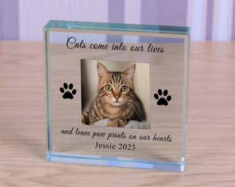 Personalised Pet Memorial Glass Token Photo Keepsake - Pet Memorial Keepsake, Pet Lover Gift, Cat Memorial, Personalised Photo Cat Gift