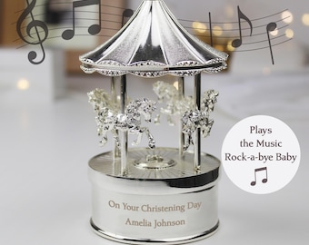 Personalised Musical Carousel Ornament - Christening Gift, Baptism Gift, Newborn Baby Gift, Birthday Gift, Christening Keepsake Gift