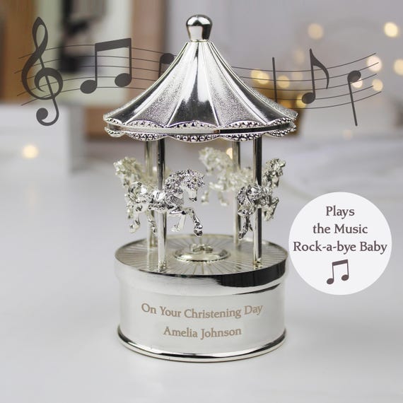 Personalised Musical Carousel Ornament - Christening Gift, Baptism Gift, Newborn Baby Gift, Birthday Gift, Christening Keepsake Gift