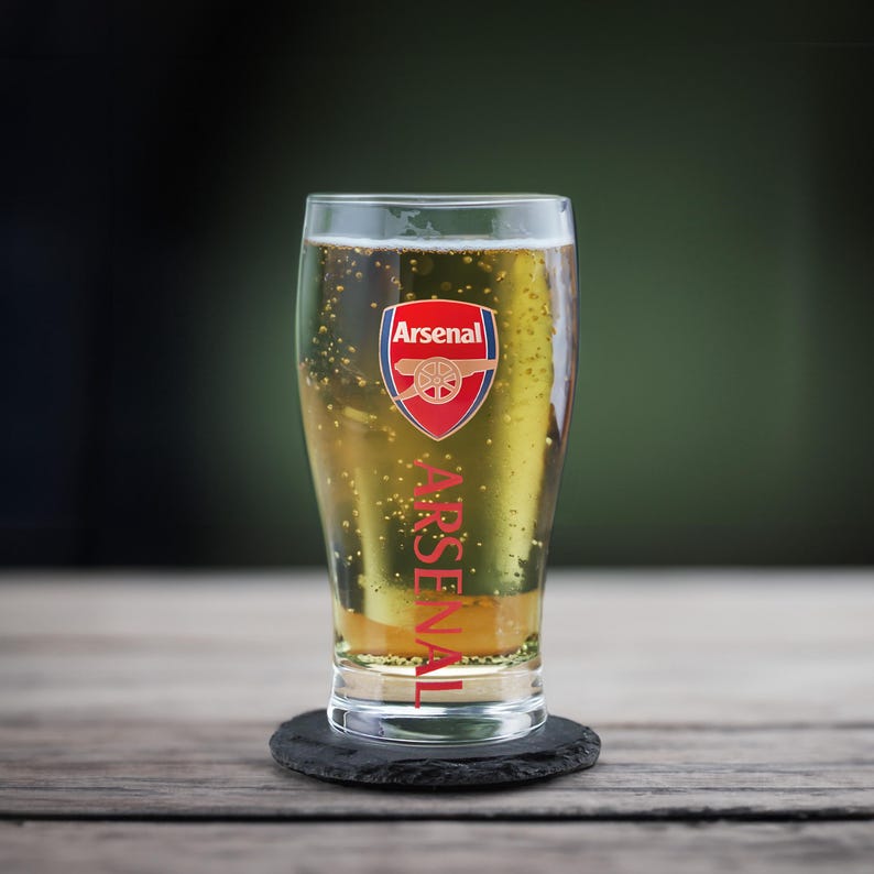 Personalised Engraved Official Arsenal FC 20oz Tulip Beer Glass With