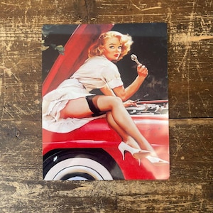 Pin up Girl Garage Car Metal Sign - Pin Up Girl Metal Wall Sign - Vintage Wall Sign | Retro Sign | Wall Art