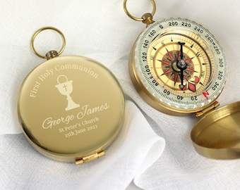 Personalised First Holy Communion Compass - First Holy Communion Gift, Keepsake Gift, Engraved Compass