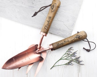 Personalised Luxe Copper Trowel and Fork Set - Gardening Gift, Mother's Day, Father' Day, Retirement, Gifts for Her, Gifts for Him