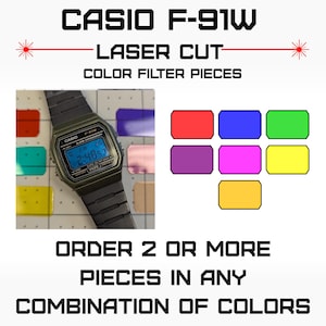 Casio F-91W Laser Cut Color Screen Filter Pieces for Modding