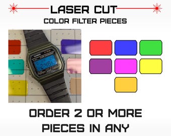 Casio F-91W Laser Cut Color Screen Filter Pieces for Modding