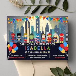 Girl Superhero Birthday Invitation Template: Printable Kids Party (Digital Download)