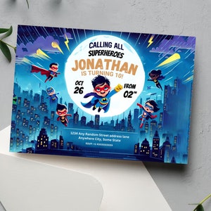 Editable Superhero Birthday Invitation Template (Digital Download)