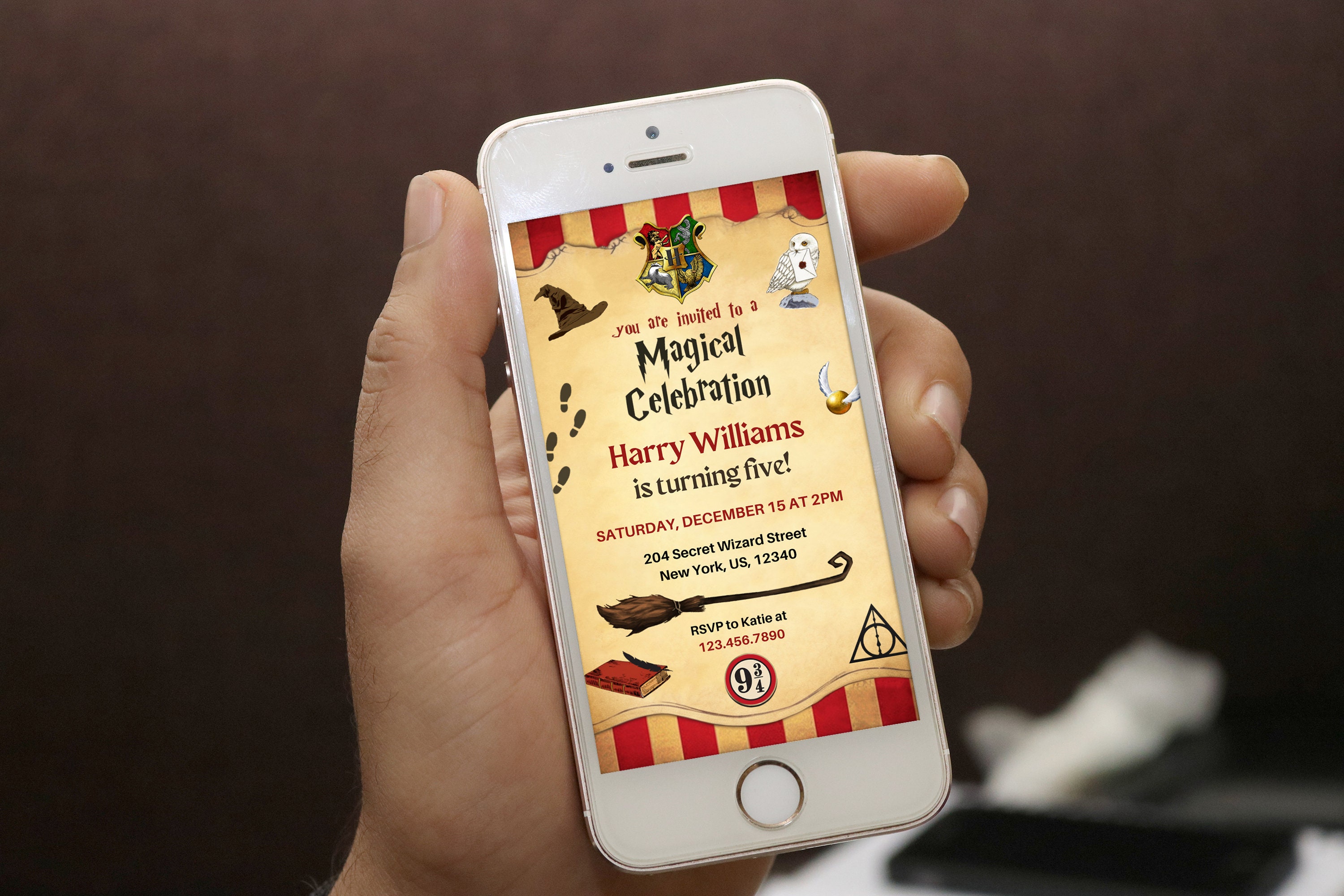 Editable Wizard Birthday Party Invitation Card, Printable Magic School ...