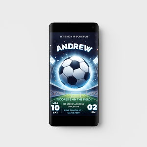Bearbeitbare Geburtstagsfeier-Einladung mit Fußballmotiv Mobile Vorlage, Digitaler Fußball-Geburtstag einladen, elektronischer Sport-Geburtstag Mobile Evite
