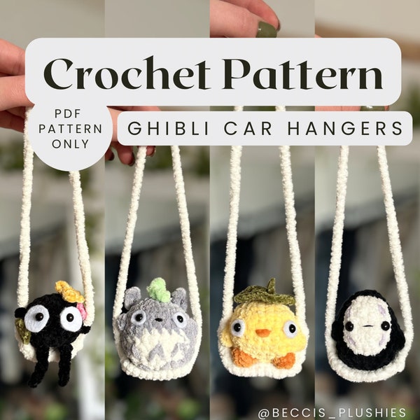 4 en 1 BUNDLE Ghibli Car Hanger Crochet Pattern Totoro, Otori Sama, Soot Sprite, No Face