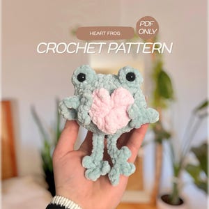Heart Hugging Frog Crochet Pattern | Digital PDF download Pattern | Crochet Pattern | Heart Crochet Pattern | Amigurumi Idea | Plushie Inspo