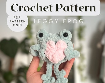 Heart Hugging Frog Crochet Pattern | Digital PDF Download Pattern | Crochet Patterns | Heart Crochet Pattern | Amigurumi Idea | Plushie inspo