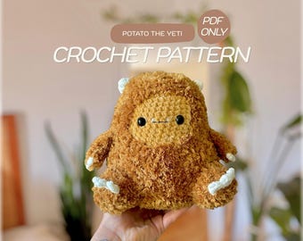 Patron au crochet de Potato le Yéti | Modèle amigurumi | Personnage Bigfoot