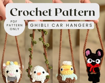 4 en 1 BUNDLE Ghibli Car Hanger Crochet Pattern, Haku, Warawara, Otori Sama, Jiji