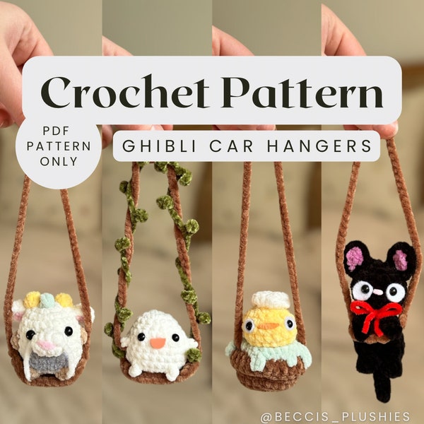 4 in 1 BUNDLE Ghibli Car Hanger Crochet Pattern, Haku, Warawara, Otori Sama, Jiji