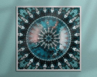 Blue White Mandala Print: Adjustable Size Wall ART, Home Decor (PDF Digital Download)