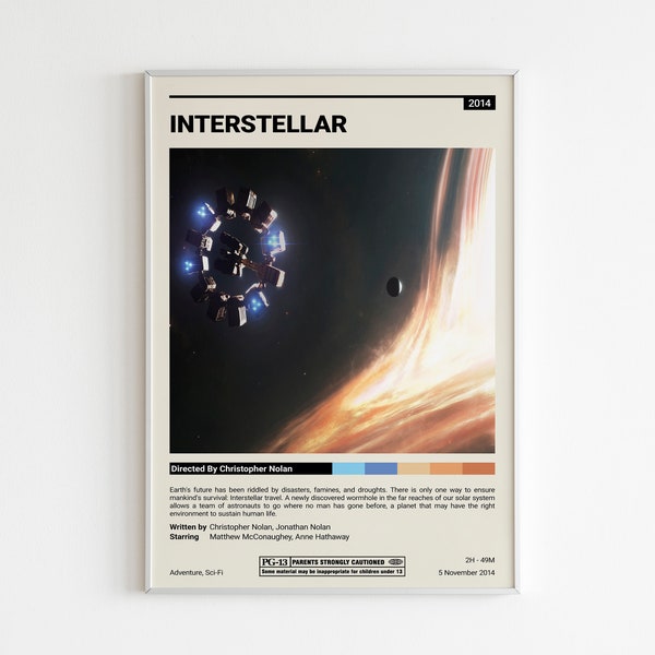 Interstellar Movie Poster | sci-fi Movie Poster | Christopher Nolan | Custom Movie Print | Wall Art Print | Home decor | scifi movie poster