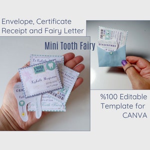 Mini Correio da Fada do Dente para Menino | Conjunto da Fada do Dente Totalmente Editável e Imprimível | Certificado da Fada do Dente | Recibo da Fada | Mini Carta da Fada
