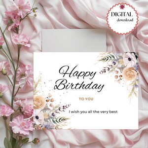 Printable 7x5  Birthday Greeting Card – Instant Download, Blank Inside, Perfect for Custom Messages and Any Special  Birthday Celebration.