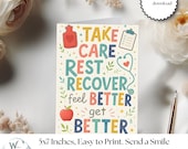 Digital Get Well Soon Card, Printable Feel Better Card, Cute Recovery Card, Instant Download, Get Well Printable, Cheerful Design