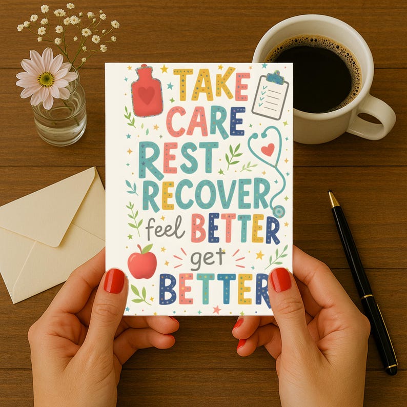 Digital Get Well Soon Card, Printable Feel Better Card, Cute Recovery ...
