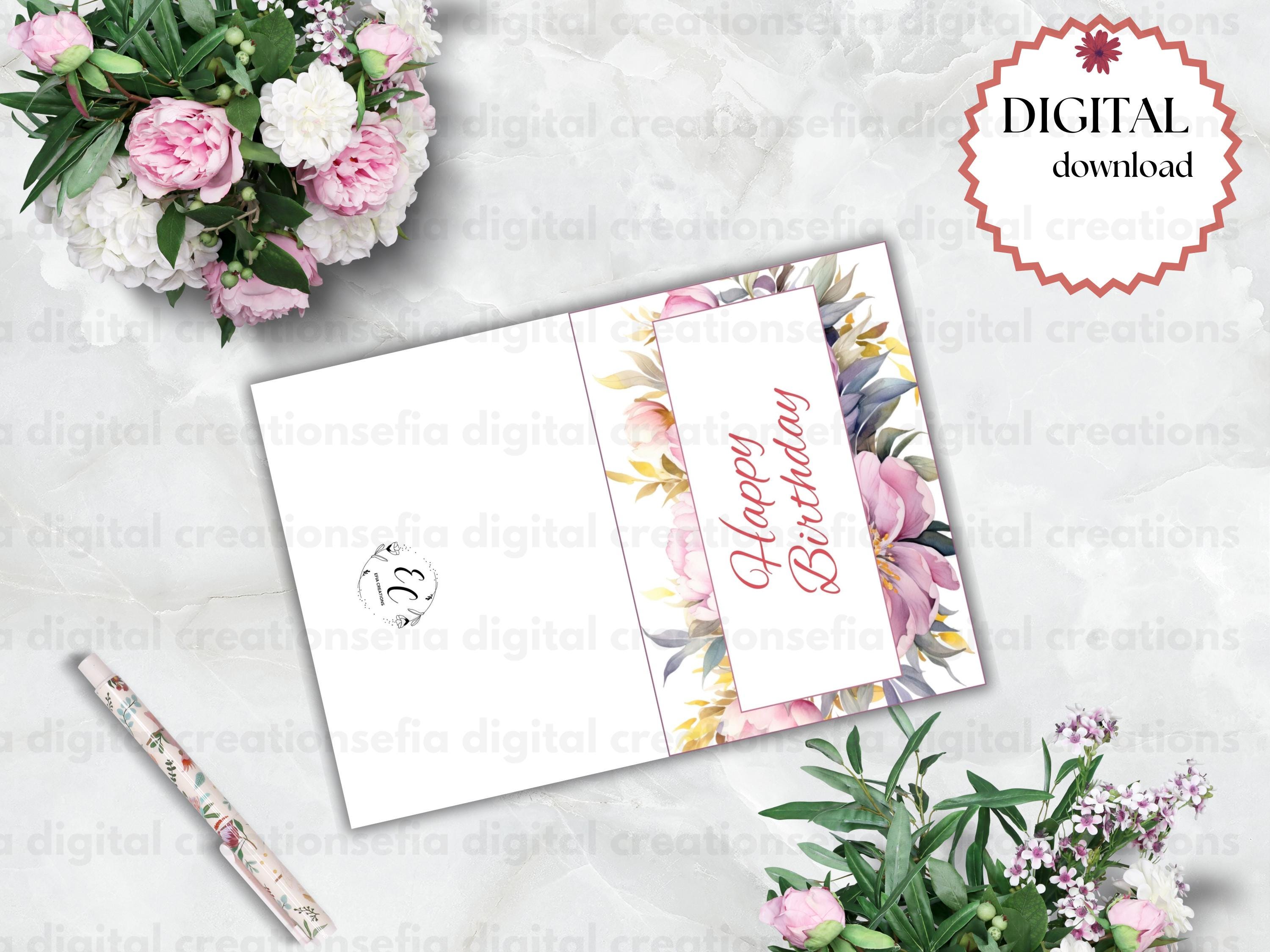Printable 7x5 Birthday Greeting Card – Instant Download, Blank Inside ...