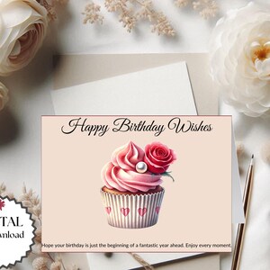 Printable 7x5  Birthday Greeting Card – Instant Download, Blank Inside, Perfect for Custom Messages and Any Special  Birthday Celebration.