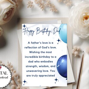 5x7 Printable Birthday Card for Christian Dad Faith-Filled Celebration Dad&#39;s Day Gift. Spiritual Sentiment - Unique Religious Father Gift.
