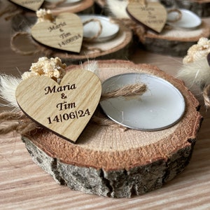 Personalized Wooden Tealight Holder, Wedding Favors for Guest in Bulk, Rustic Wedding Favors, Bridal Shower Favors, Candle Wedding Favors