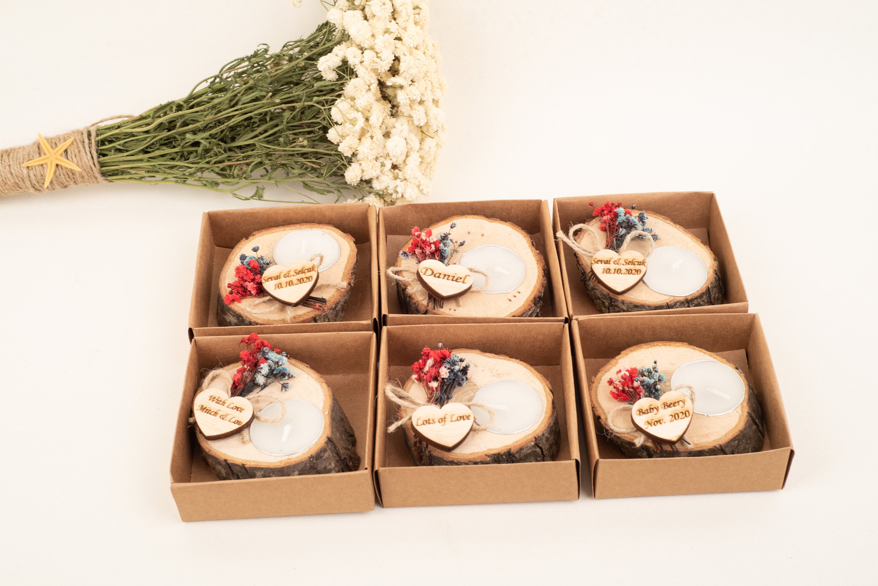 Personalized Wooden Tealight Holder, Wedding Favors for Guest in Bulk ...