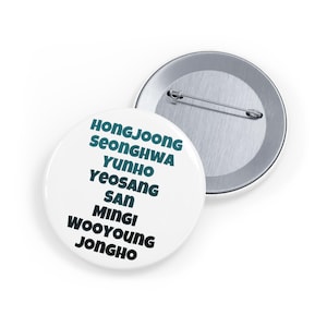 Ateez-Button, K-pop, Ateez-merchandise, Ateez-cadeau, Ateez-concert, Hongjoong, San, Mingi, Yunho, Yeosang, Wooyoung, Jongho