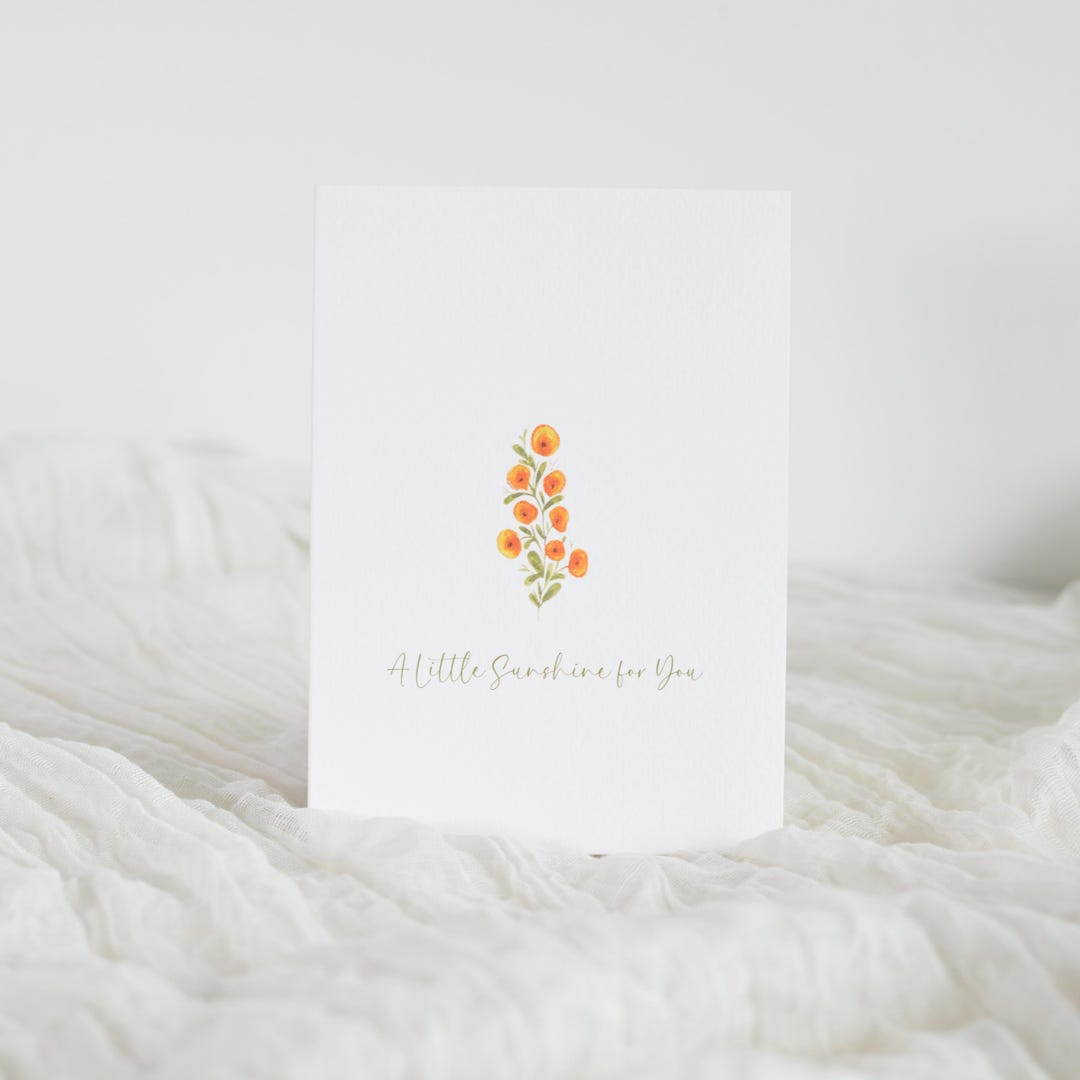 Marigold Thinking of You Card | Watercolor Floral A6 | Hand-painted ...